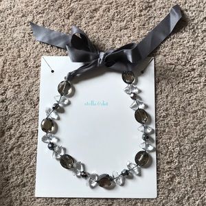 Stella & Dot 17” crystal necklace with ribbon tie